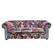 Sofy i kanapy - Beliani Sofa 3-osobowa patchworkowa fioletowa CHESTERFIELD 51246 - miniaturka - grafika 1