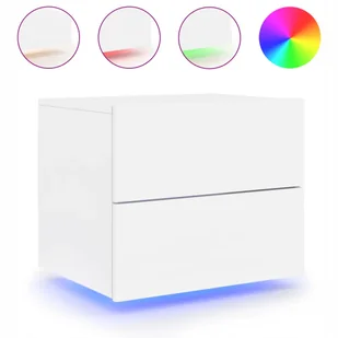Wisząca szafka nocna z podświetleniem Led, biał - Szafki nocne - miniaturka - grafika 1