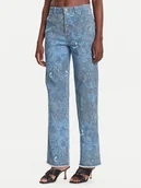 Spodnie damskie - Desigual Jeansy Pasley 25WWPW01 Niebieski Straight Fit - miniaturka - grafika 1