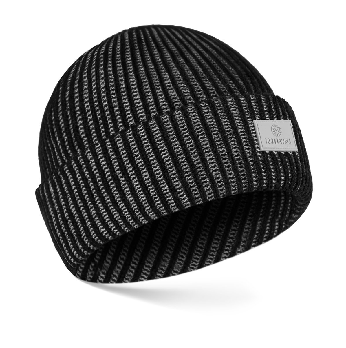 Betlewski CZARNY MEL Czapka męska melanżowa WINTER