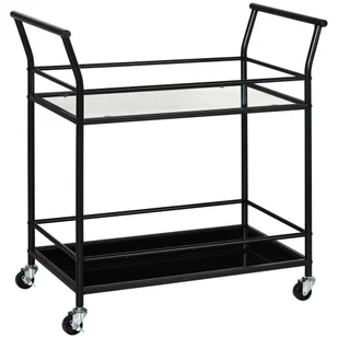 HOMCOM Wózek kuchenny, wózek, wózek do serwowania z 2 półkami, wózek, wózek boczny na kółkach, wózek do przechowywania w kuchni, metalowy, czarny, 75 x 40 x 80 cm - Wózki kuchenne - miniaturka - grafika 1