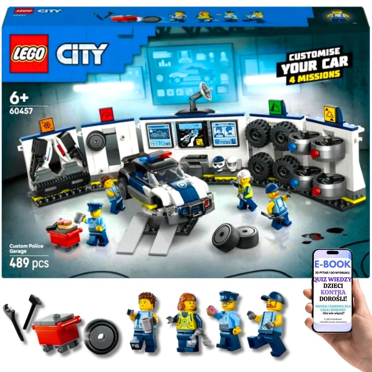 KLOCKI LEGO CITY (60457) – WYJĄTKOWY PREZENT URODZINOWYPolicyjny warsztat tuningowy| – zestaw z 489 elementami + EBOOK-2