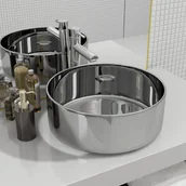 Umywalki - Umywalka 40x15cm ceramiczna srebrna - miniaturka - grafika 1