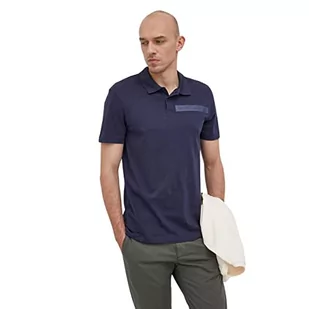 Armani Exchange Męska koszulka polo w paski na sercu, NIEBIESKI, L - Koszulki męskie - miniaturka - grafika 1