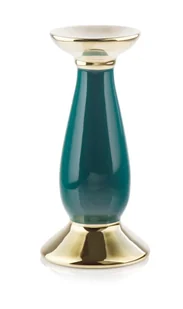 Świecznik Glamour Złoty Turkus Ceramiczny Okrągły - Świeczniki - miniaturka - grafika 1