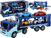 Samochody i pojazdy dla dzieci - DUŻA LAWETA z AUTKAMI Samochód CIĘŻARÓWKA TIR Światło Dźwięk AUTA - miniaturka - grafika 1