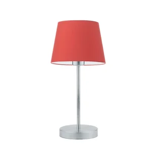 Srebrna lampka nocna biurkowa stołowa do sypialni SIENA z czerwonym abażurem - Lampy stojące - miniaturka - grafika 1