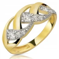 Obrączki ślubne - Złoty Pierścionek Zaręczynowy 585 14k Cyrkonia R18 - miniaturka - grafika 1