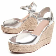 Espadryle damskie - Montevita Klin Esparto Wesparto Srebrny - miniaturka - grafika 1