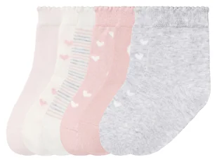 lupilu® Skarpetki dziewczęce z bawełną organiczną, 7 par (19/22, Wzór serca/ biały/ różowy/ szary) - Skarpetki dla dzieci - miniaturka - grafika 1