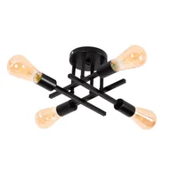 Lampy sufitowe - Lampa sufitowa wisząca 4x E27 Czarna LOFT Industrialna Nowoczesna 4 punkty światła metalowa - LEDHOFF - miniaturka - grafika 1