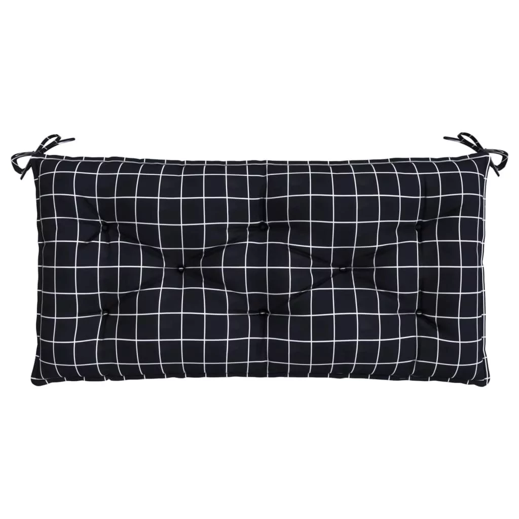 Poduszka na ławkę ogrodową, czarna w kratkę, 110x5
