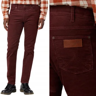Wrangler GREENSBORO REGULAR STRAIGHT Dahlia BORDOWE SZTRUKSY W38 L34 - Spodnie męskie - miniaturka - grafika 1
