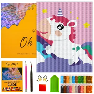 Haft Diamentowy ramka dla dzieci Jednorożec Diamond Painting Mozaika 20x30 - Zabawki kreatywne - miniaturka - grafika 1