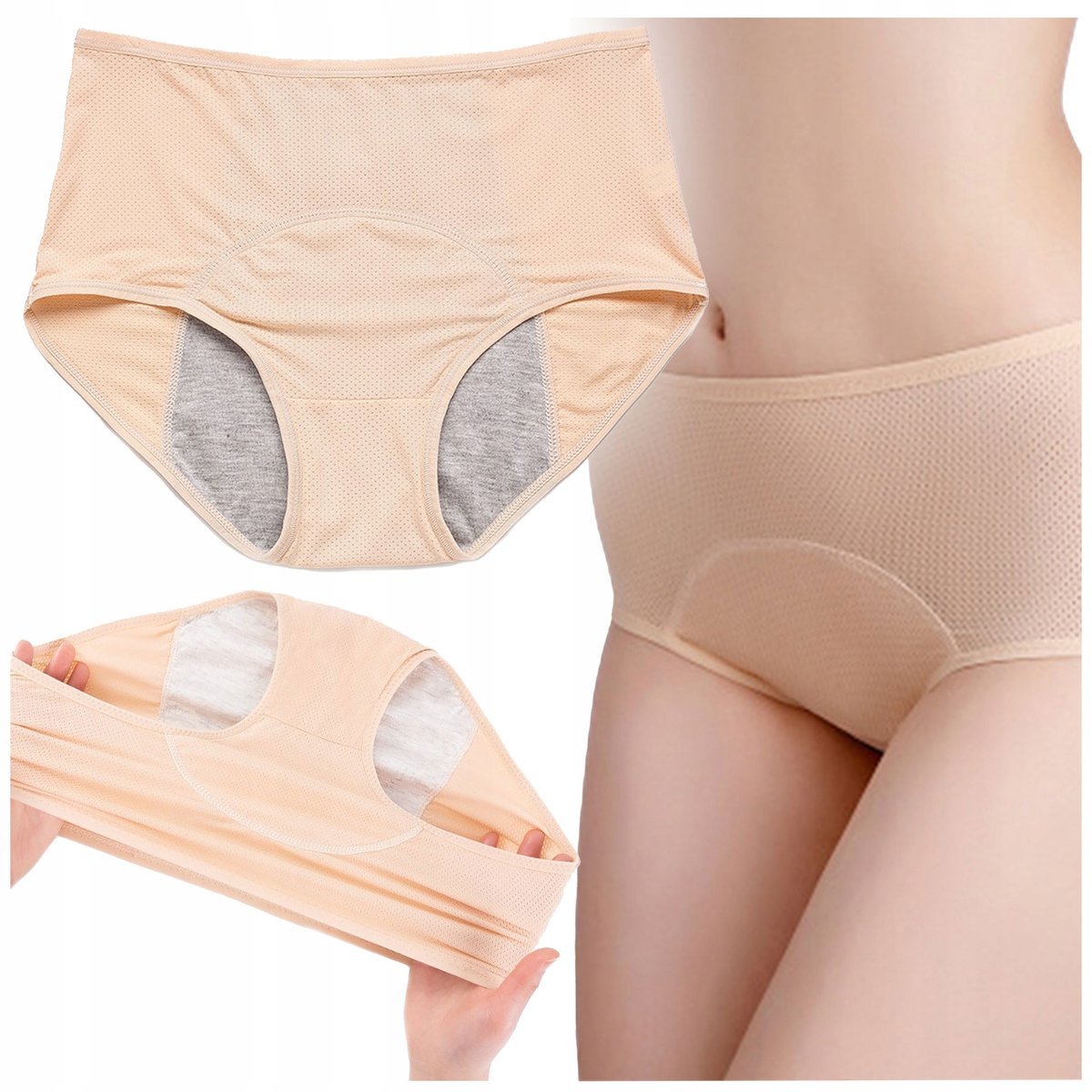 MAJTKI MENSTRUACYJNE Nieprzeciekające na Okres FIGI CHŁONNE DLA KOBIET L