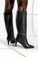 Kozaki damskie - Czarne kozaki skórzane damskie na szpilce PRODUKT POLSKI Casu 2694-100 - miniaturka - grafika 1