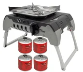 Kuchnia turystyczne i akcesoria - Kuchenka turystyczna przenośna FJORDS Gazowa + GAZ 4x 400ml - miniaturka - grafika 1