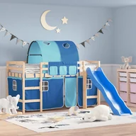 Łóżka dla dzieci i młodzieży - Dziecięce łóżko na antresoli, z tunelem, niebieskie, 90x200 cm Lumarko! - miniaturka - grafika 1