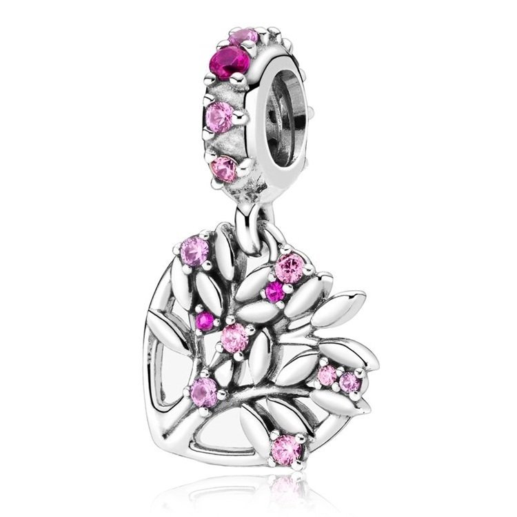 Zawieszka Charms SREBRO 925 Koralik Fioletowe Drzewo Życia