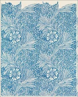 Plakaty - Galeria Plakatu, Plakat, Blue marigold illustration wall art print and poster design remix from original artwork, William Morris, 21x29,7 cm - miniaturka - grafika 1