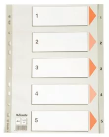 Esselte PRZEKŁADKI PP SZARE NUMERYCZNE 1-5 - Artykuły biurowe - miniaturka - grafika 1