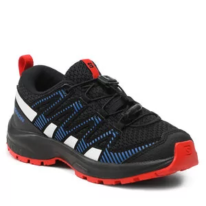 Buty trekkingowe damskie - Trekkingi Salomon - Xa Pro V8 J L47141300 Black/Lapis Blue/Fiery Red - grafika 1