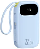 Powerbanki - Powerbank Baseus Powerbank 20000mAh z wyświetlaczem wbudowanymi kablami EnerFill FC31 22.5W - niebieski Powerbank 20000mAh z wyświetlaczem wbudowanymi kablami EnerFill FC31 22.5W - niebieski - miniaturka - grafika 1