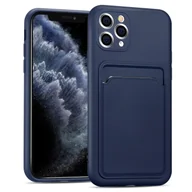 Etui i futerały do telefonów - Etui na telefon komórkowy Apple iPhone 11 Pro Max silikonowe etui ochronne z kieszenią na kartę Slim Wallet Case, niebieskie - miniaturka - grafika 1