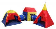 Namioty i tipi dla dzieci - Zestaw Namiotów Plac Zabaw 5w1 Domek Tipi Tunele - miniaturka - grafika 1