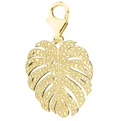 Wisiorki - Zawieszka złota wisząca Liść Monstera srebro 925 - miniaturka - grafika 1