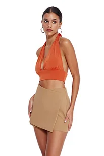 Trendyol Damska bluzka z dzianiny slim fit basic wiązana na szyi, pomarańczowy, XL - Bluzki damskie - miniaturka - grafika 1