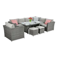 Meble ogrodowe - Narożnik technorattan MONIZ DINING PLUS Dark Grey - miniaturka - grafika 1