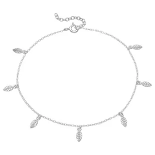 Srebrna bransoletka na kostkę listki - Bransoletki - miniaturka - grafika 1