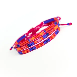 Pomarańczowy i czerwony - bransoletka z koralików - zestaw - Bransoletki - miniaturka - grafika 1