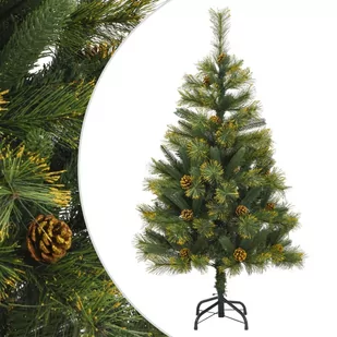 vidaXL Sztuczna choinka na zawiasach, z szyszkami, 120 cm - Choinki - miniaturka - grafika 1