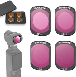 ZESTAW 4 FILTRÓW DO DJI OSMO POCKET 3 - ND8 / ND16 / ND32 / ND64 + ETUI - Akcesoria do kamer sportowych - miniaturka - grafika 1
