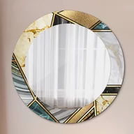 Lustra - Lustro z nadrukiem dekoracyjne okrągłe Marmur agat i złoto - miniaturka - grafika 1