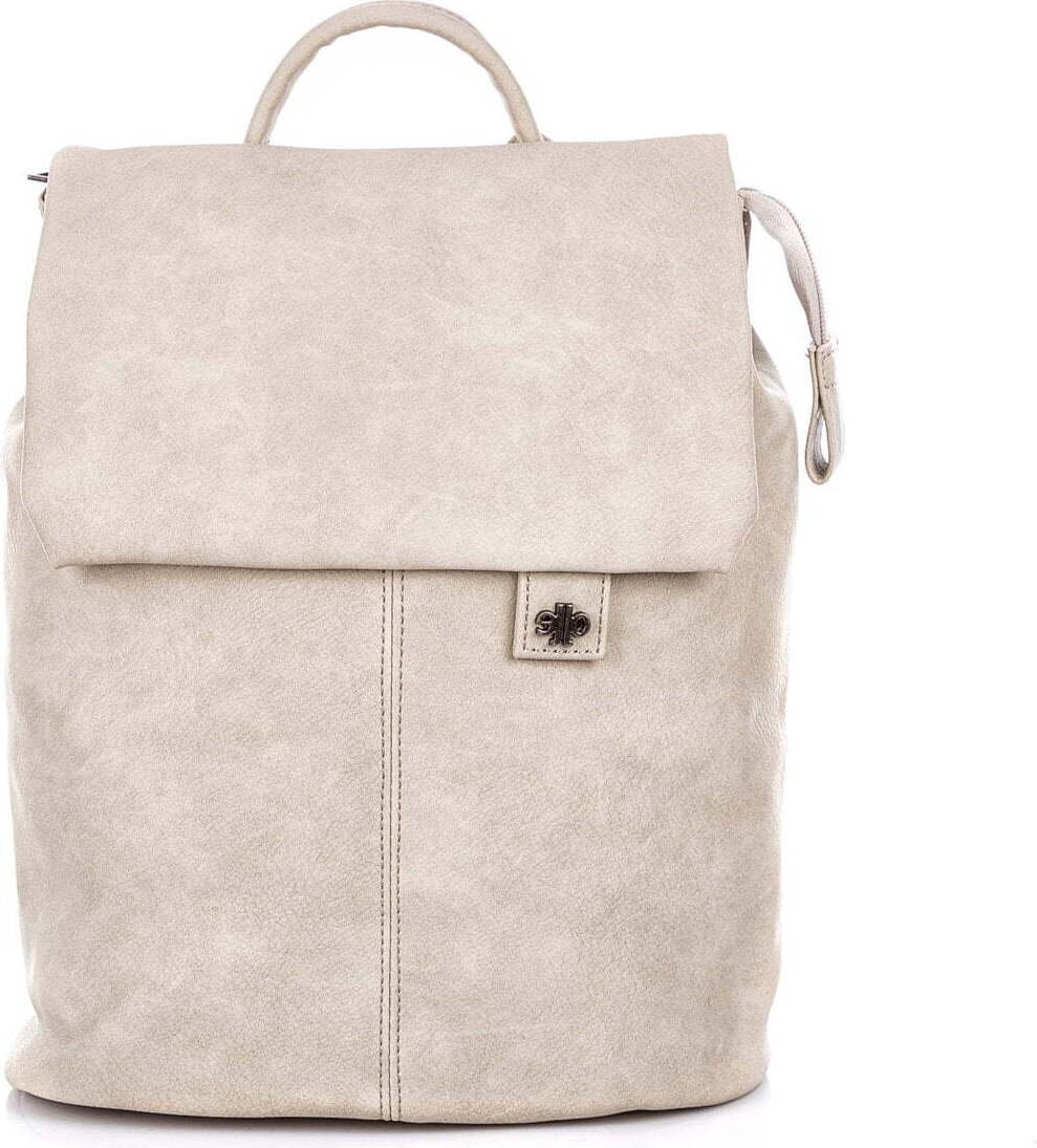 Jennifer Jones Elegancki damski plecak z klapą z miękkiej sztucznej skóry Beżowy Ecru