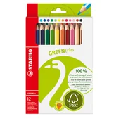 Kredki, ołówki, pastele i pisaki - Kredki ołówkowe Greentrio grube, 12 kolorów - miniaturka - grafika 1