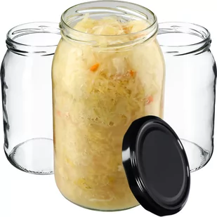 Słoiki Simo 900ml 8 szt. 82mm + wieczka czarne - Pojemniki kuchenne - miniaturka - grafika 1