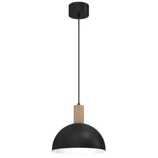 Luminex Single 3889 lampa wisząca zwis 1x60W E27 czarna/drewniana - Lampy sufitowe - miniaturka - grafika 1