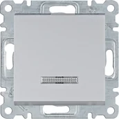 Wyłączniki światła i elektryczne - Wyłącznik pojedynczy podświetlany Hager LUMINA - srebrny mat - miniaturka - grafika 1