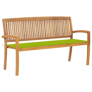 VidaXL Sztaplowana ławka ogrodowa z poduszką, 159 cm, drewno tekowe 3063317 VidaXL - Ławki ogrodowe - miniaturka - grafika 1