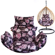 Poduszki ogrodowe - Poduszka na huśtawkę wiszącą kokon - czarny w róże - miniaturka - grafika 1