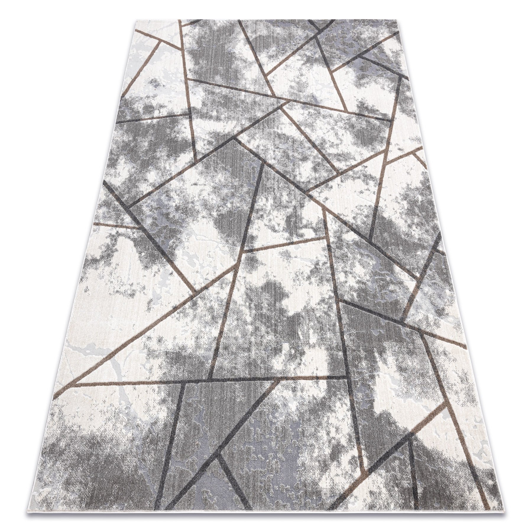 Dywan NOBLE nowoczesny 1518 67 Przecierany, geometryczny - Strukturalny, dwa poziomy runa krem / szary 120x170 cm