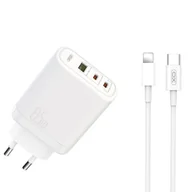 Ładowarki do telefonów - XO Ładowarka sieciowa CE02A PD 20W QC 3.0 18W 1x USB 1x USB-C biaa + kabel USB-C - Lightning - miniaturka - grafika 1