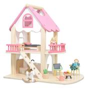 Domki dla lalek - Domek drewniany dla lalek, laleczki 2szt. - miniaturka - grafika 1