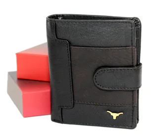 Portfel Męski Skórzany ANDREAS Skóra Licowa Mały Pionowy Z Zapięciem CZARNY RFID HK 5131B ML 9,5 x 11,5 x 2,5 [cm] - Portfele - miniaturka - grafika 7