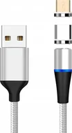 Kable USB - PremiumCord Magnetyczny kabel Micro USB i USB-C do ładowania i transmisji danych, 1m, srebrny - miniaturka - grafika 1