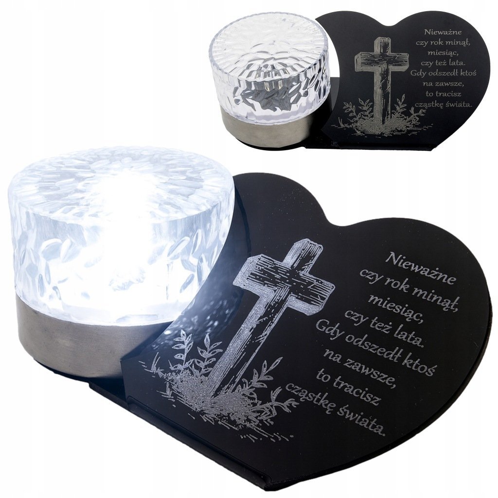 Znicz solarny LED STATUETKA NA GRÓB wieczny lampion szkło akrylowe